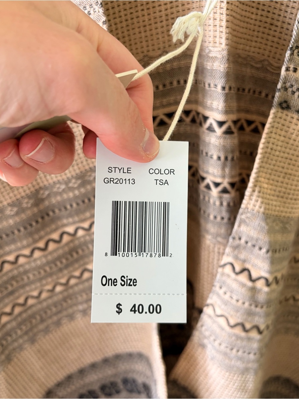 Boho Fringe Woven Poncho in Tan & Black by Quagga Green Label One Size Fits All - Picture 6 of 9